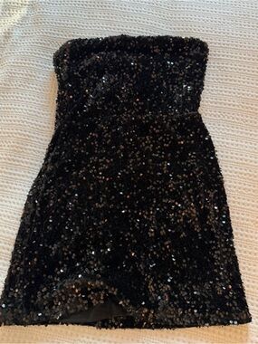 Altar'd State Black Sequin Strapless Dress